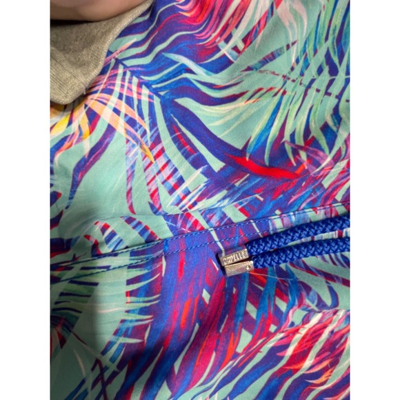 CAPELLE 4XL Tropical Leaf Print Swim Trunks Men's Drawstring Blue Orange Pink - Picture 2 of 5